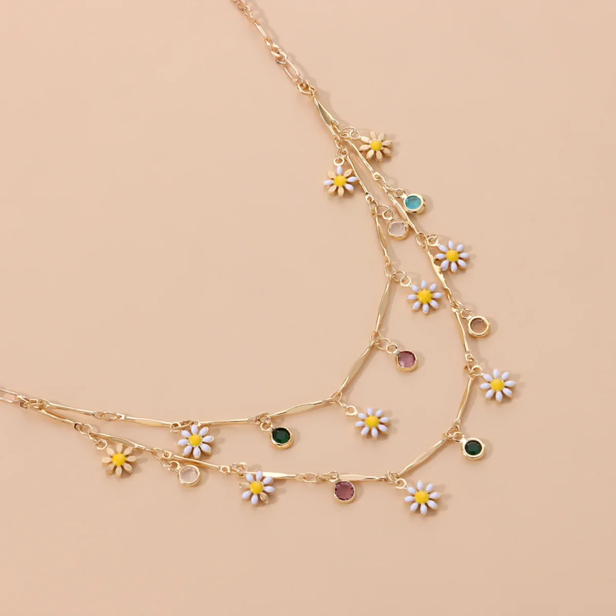 New Double Layer Daisy Flower Clavicle Chain Necklace for Women Korean Butterfly Evil Eye Choker Wedding Neck Chain Jewelry Gift - Image 5